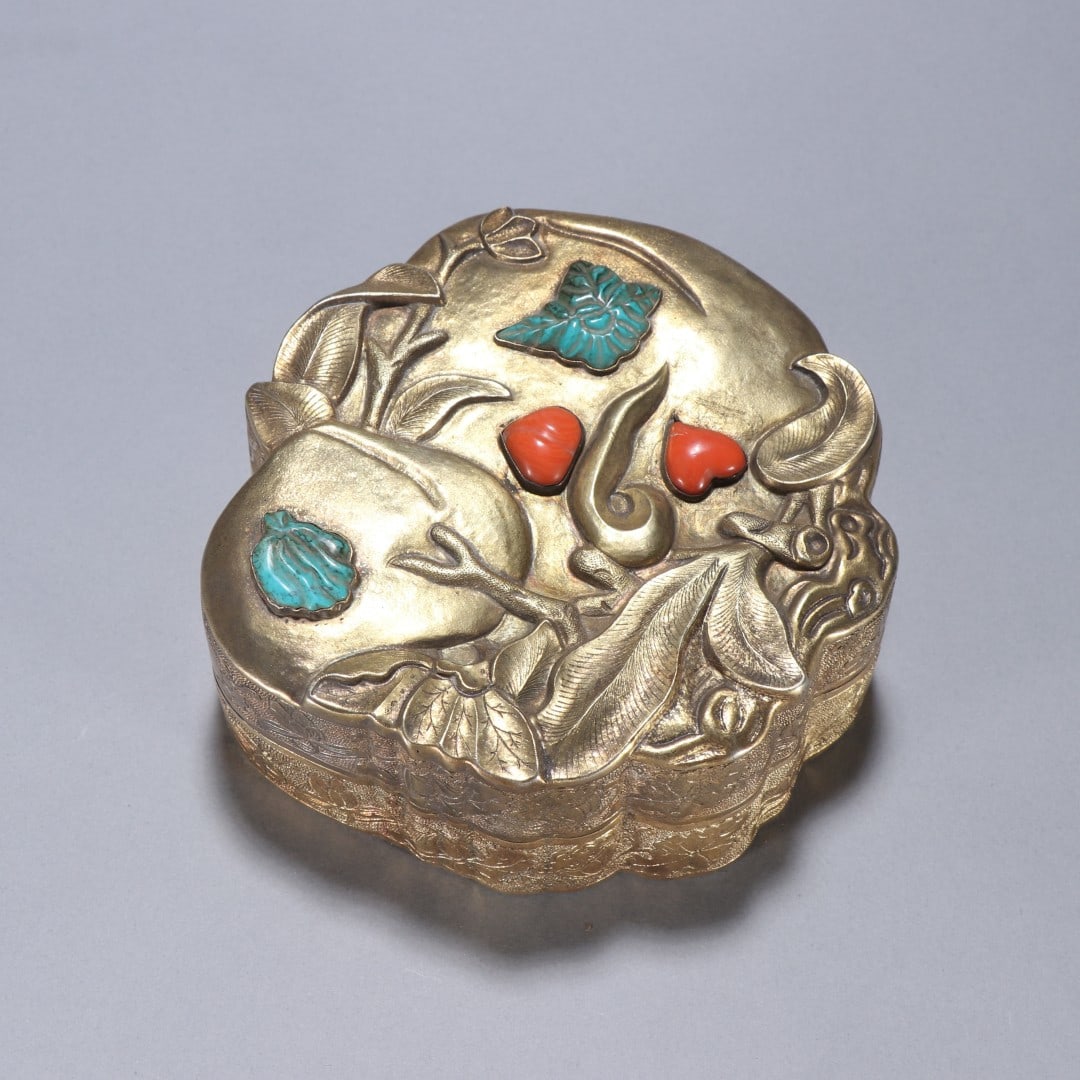 A beautiful copper-gilt treasure lid box (1 of 9)