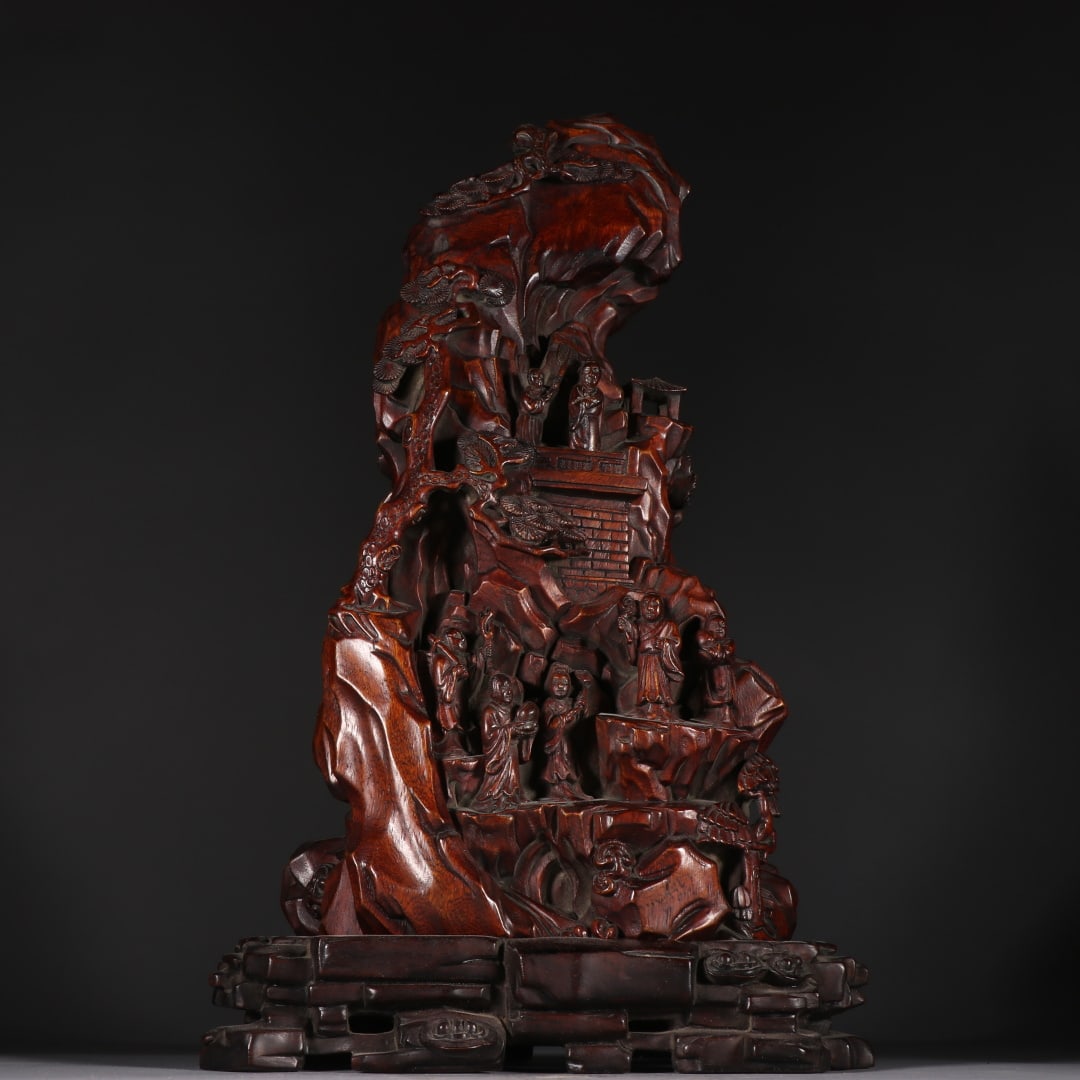 A piece of agarwood character story mountain ornament of the Qing Dynasty (1 of 9)