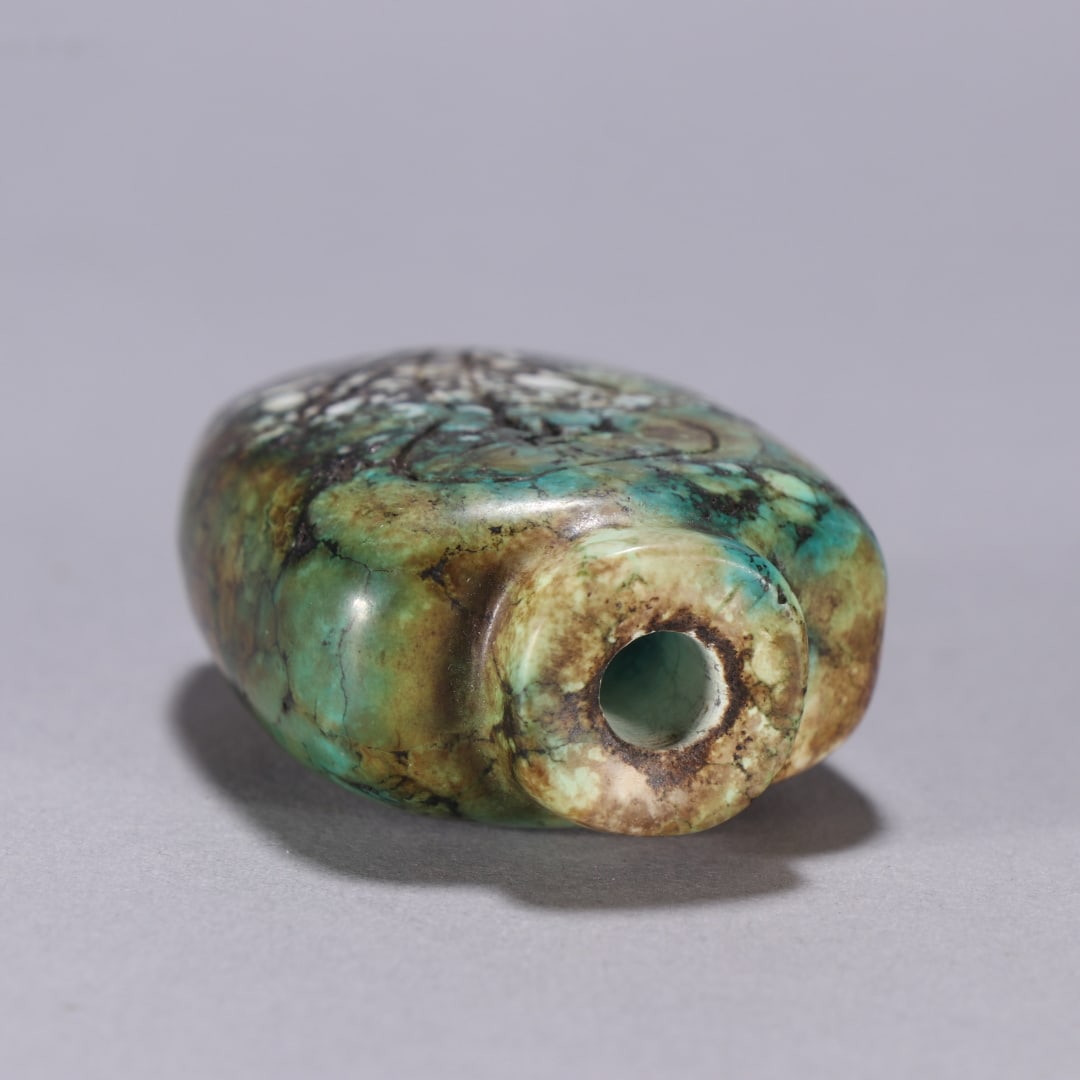 A fine turquoise lotus leaf pattern snuffbox - 8