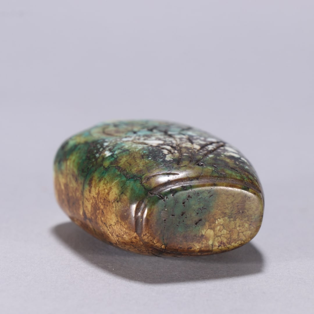 A fine turquoise lotus leaf pattern snuffbox - 9