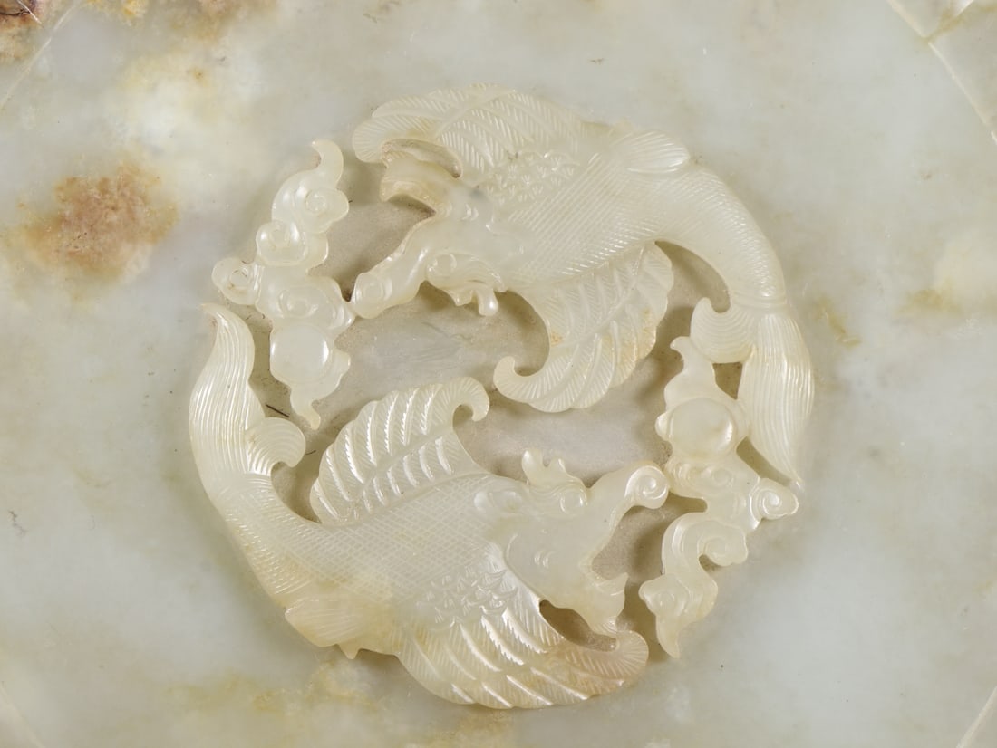 A beautiful Pisces tracing jade plate - 5