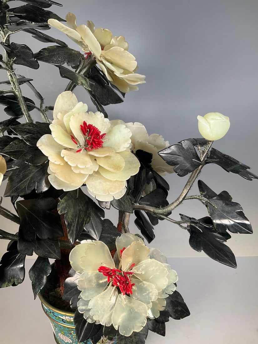 A beautiful cloisonné jade bonsai - 4