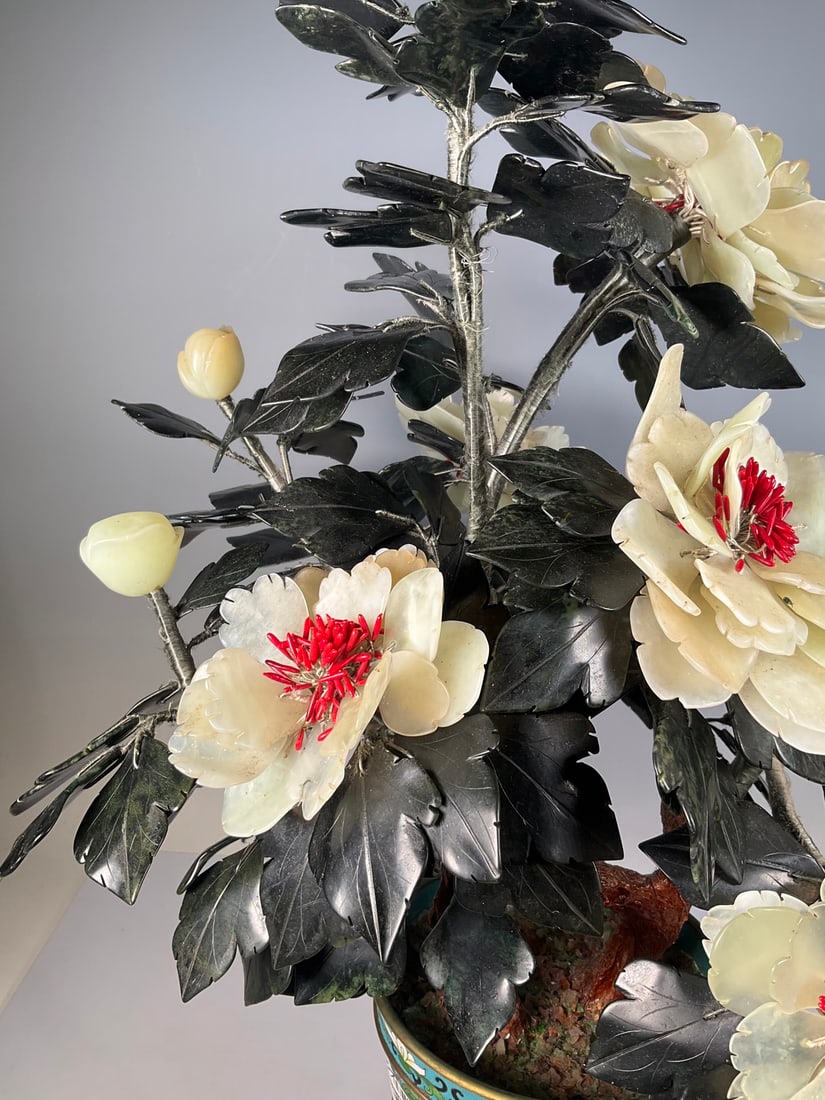 A beautiful cloisonné jade bonsai - 5