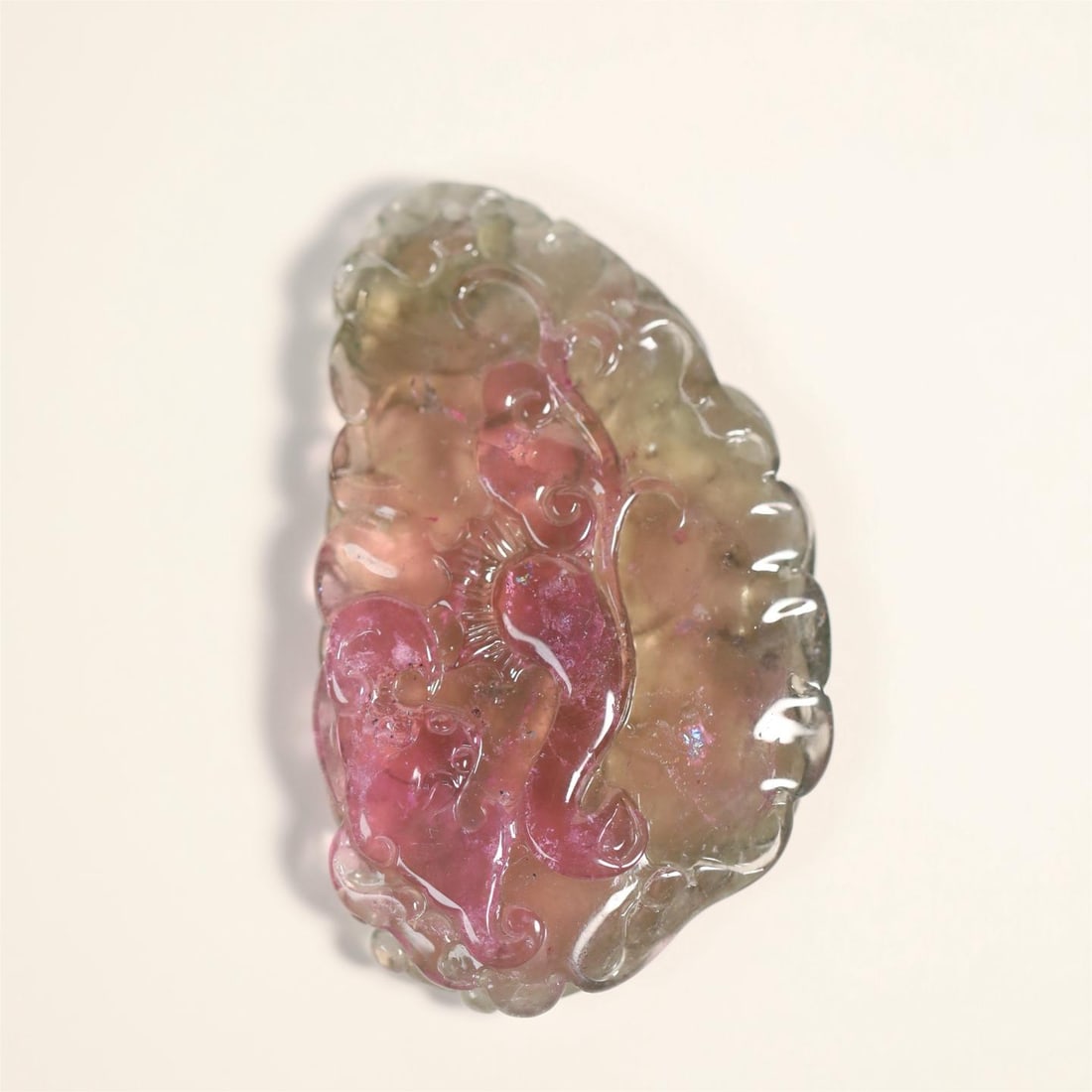 A beautiful glue-free non-optimized watermelon two-color tourmaline pendant (1 of 5)