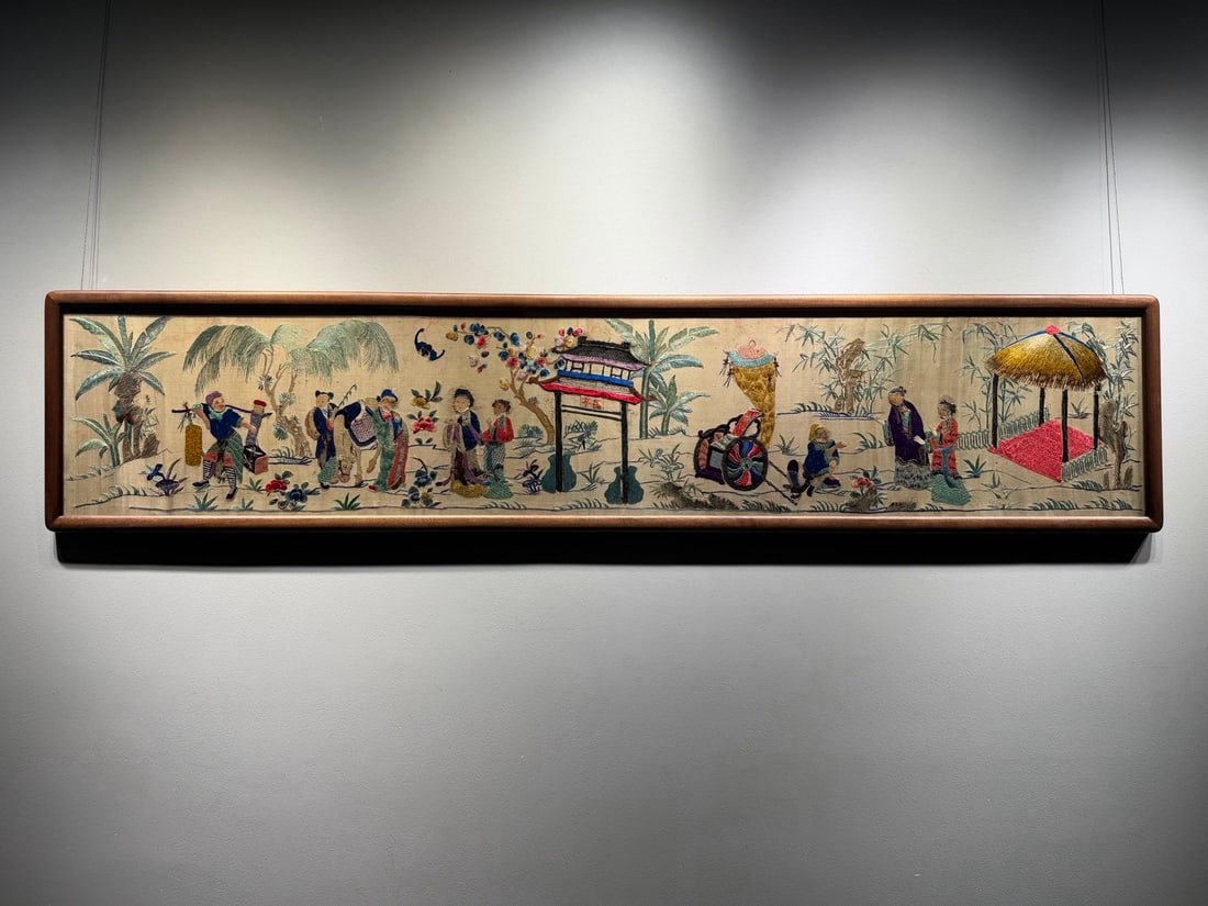 A Su embroidery streetscape market in the Qing Dynasty: The Su Embroidery Streetscape Market in the Qing Dynasty Size:180x39cm (The Dimensions Of All Batches Are Manually Measured.If You Need More Detailed Information, Please Contact Our Customer Service B