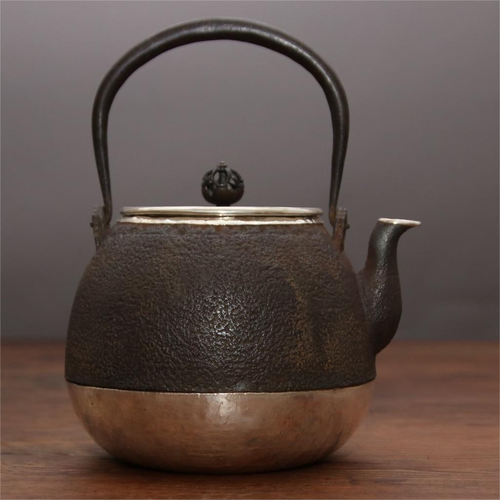 A beautiful Japanese iron-clad silver pot (1 of 9)