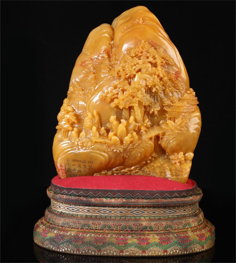 A beautiful Shoushan Shitian yellow rosewood box character story ornament: Exquisite Shoushan Shitian yellow rosewood box character story ornaments Size:W:5.2kgH:24cmW:20cm (The Dimensions Of All Batches Are Manually Measured.If You Need More Detailed