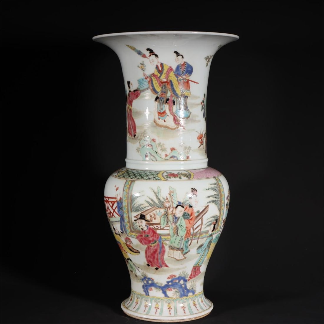 A pastel figure flower cup from the Yongzheng era of the Qing Dynasty: Pastel character flower cup of the Yongzheng era system of the Qing Dynasty Size:H:44cmW:23cm (The Dimensions Of All Batches Are Manually Measured.If You Need More Detailed