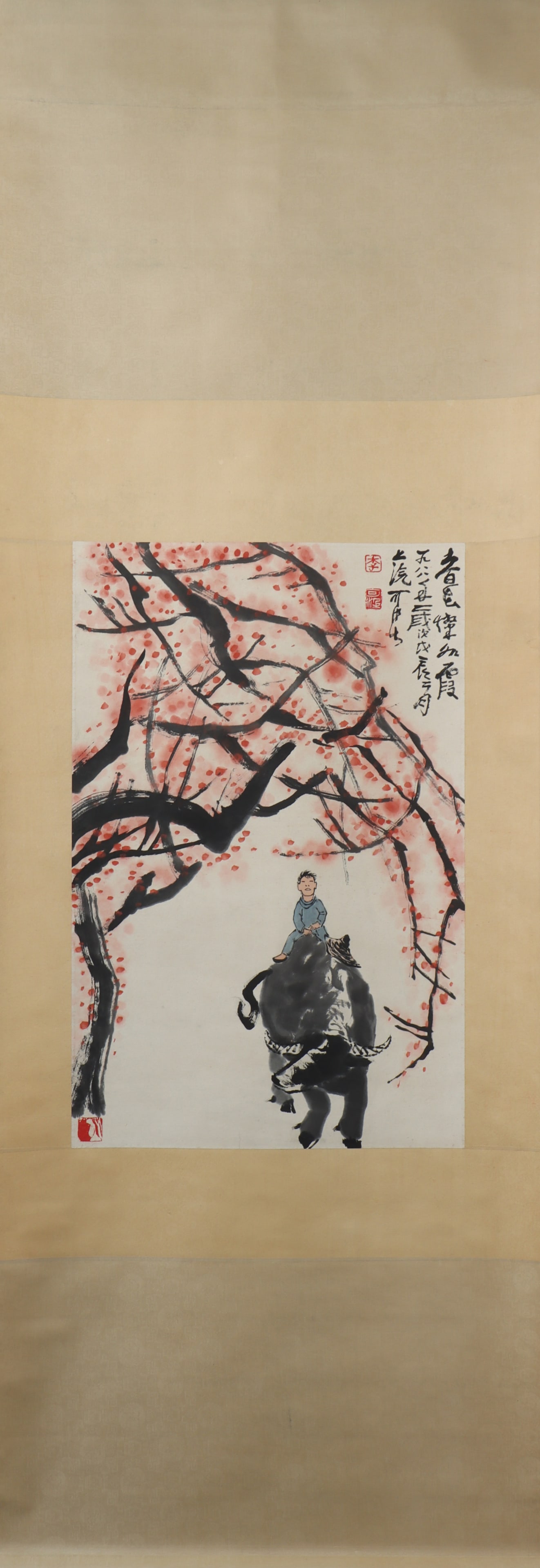A Chinese Vertical Scroll Ink Painting of Character and Story on Paper (1 of 5)