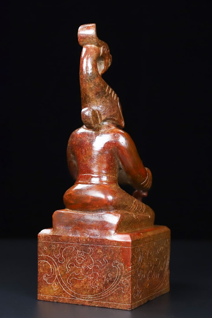 An Exquisite White Jade Figure Seal - 5