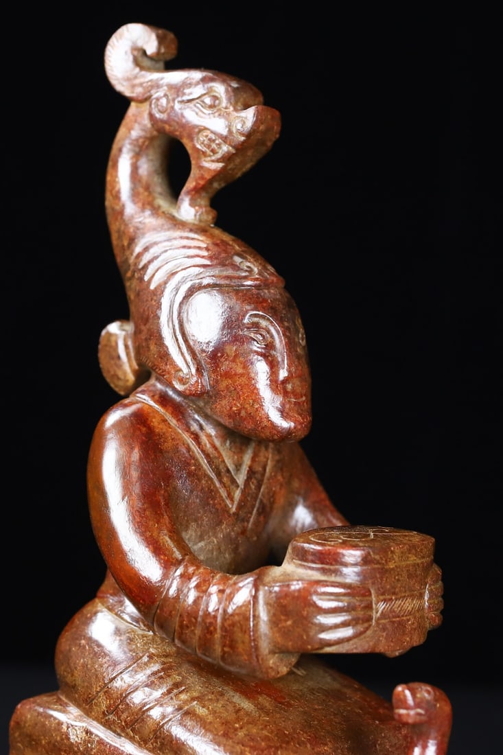 An Exquisite White Jade Figure Seal - 7