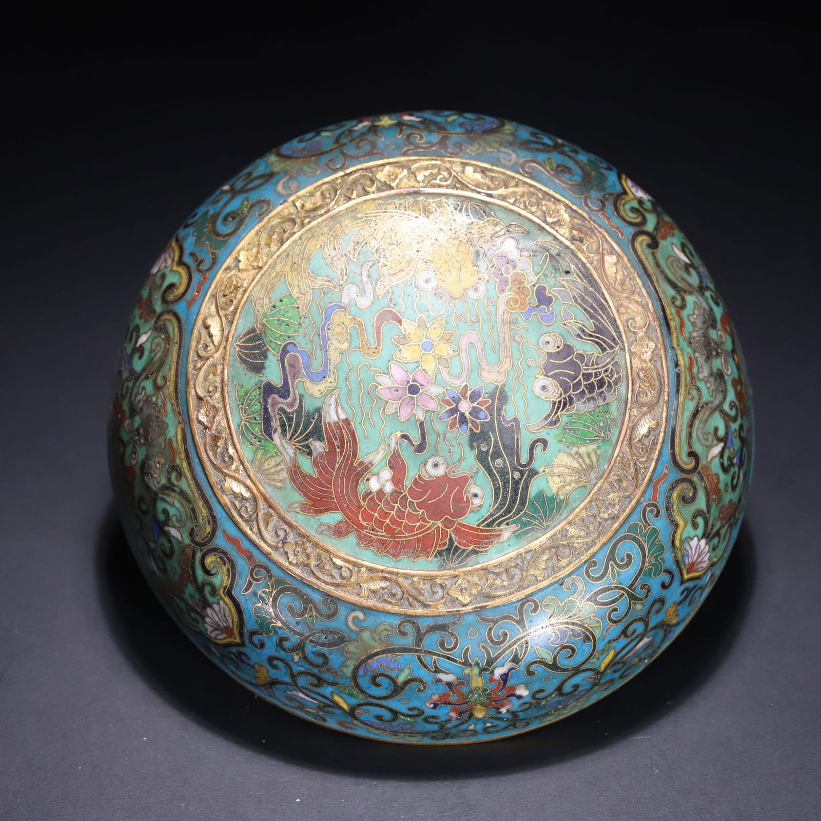 An Exquisite Cloisonne Lotus Pattern Fish and Lotus Pattern Box - 10
