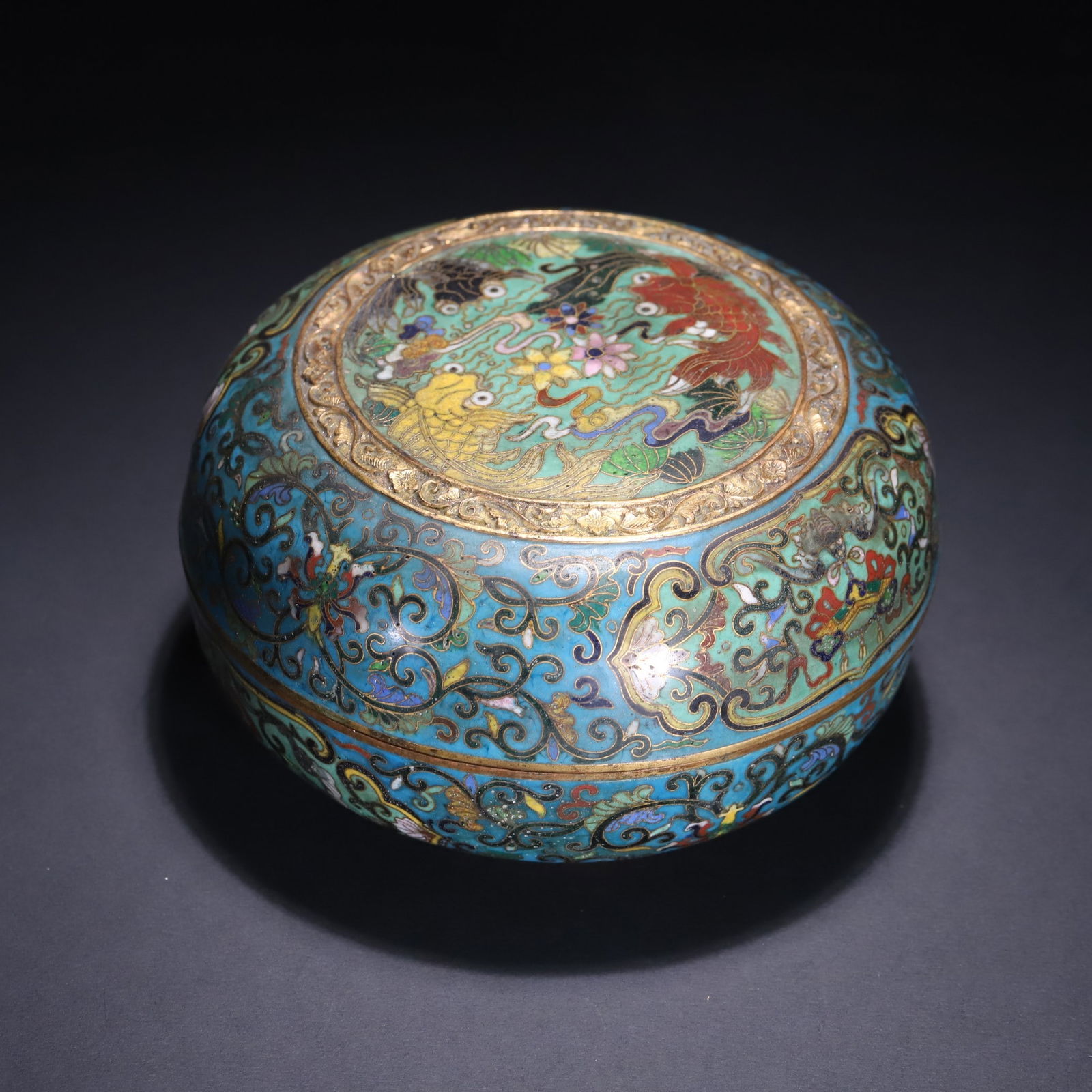 An Exquisite Cloisonne Lotus Pattern Fish and Lotus Pattern Box - 2
