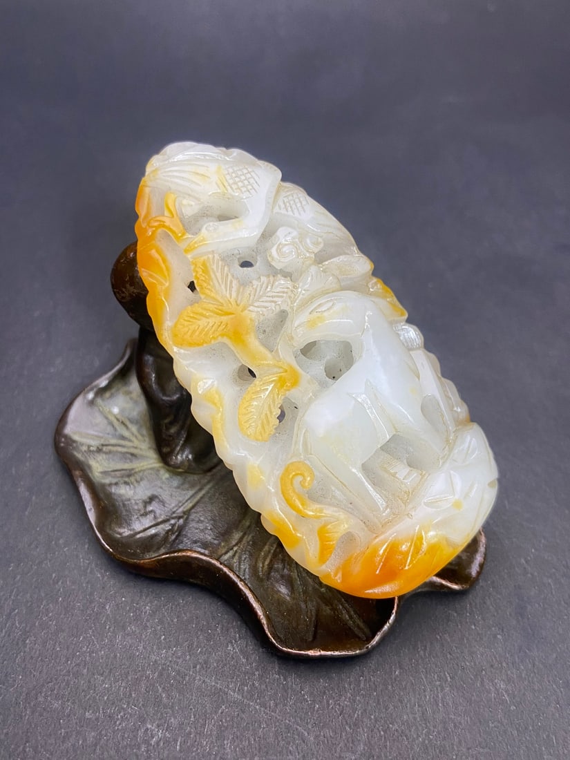 An Exquisite White Jade Flower and Bird Pattern Deer Pattern Pendant - 5