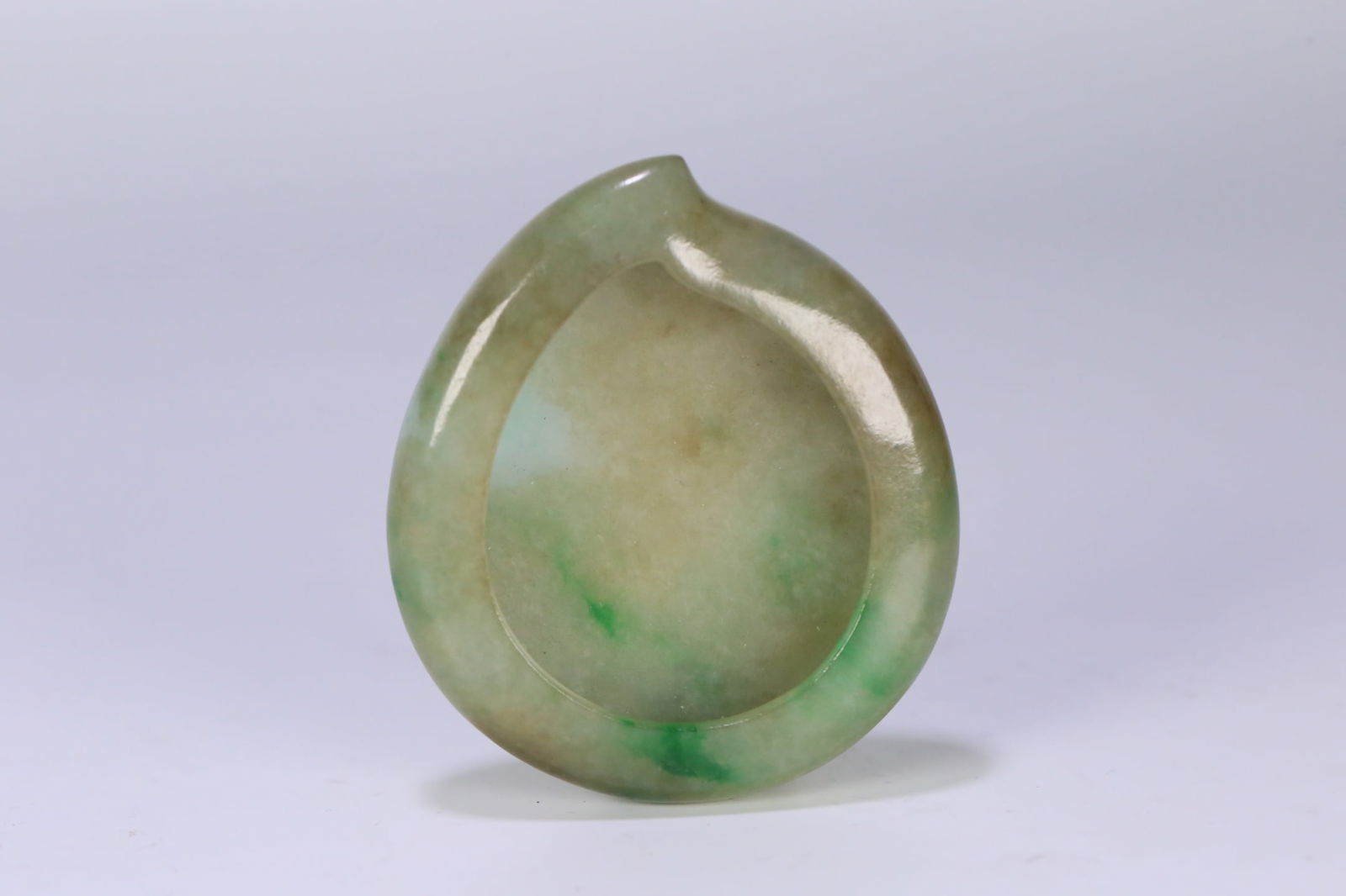 An Exquisite Jadeite Peach-Shaped Brush Washer (1 of 9)