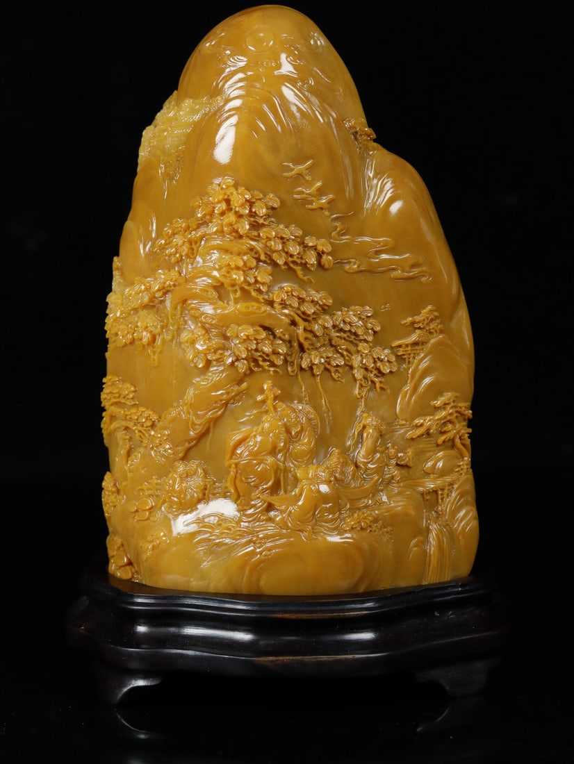 An Exquisite Shoushan Stone Landscape and Figure Pattern Ornament (1 of 9)