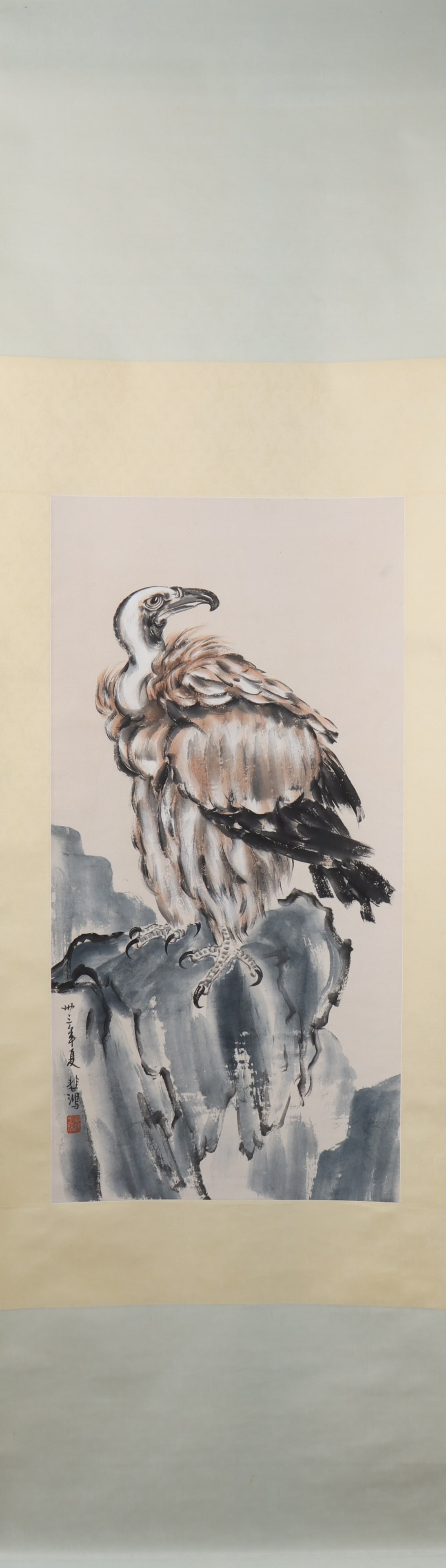 A Chinese Vertical Scroll Ink Painting of Eagle on Paper (1 of 4)