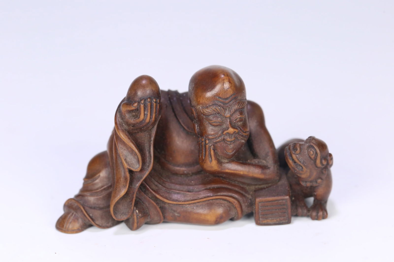 An Exquisite Boxwood Statue of Arhat Ornament (1 of 9)