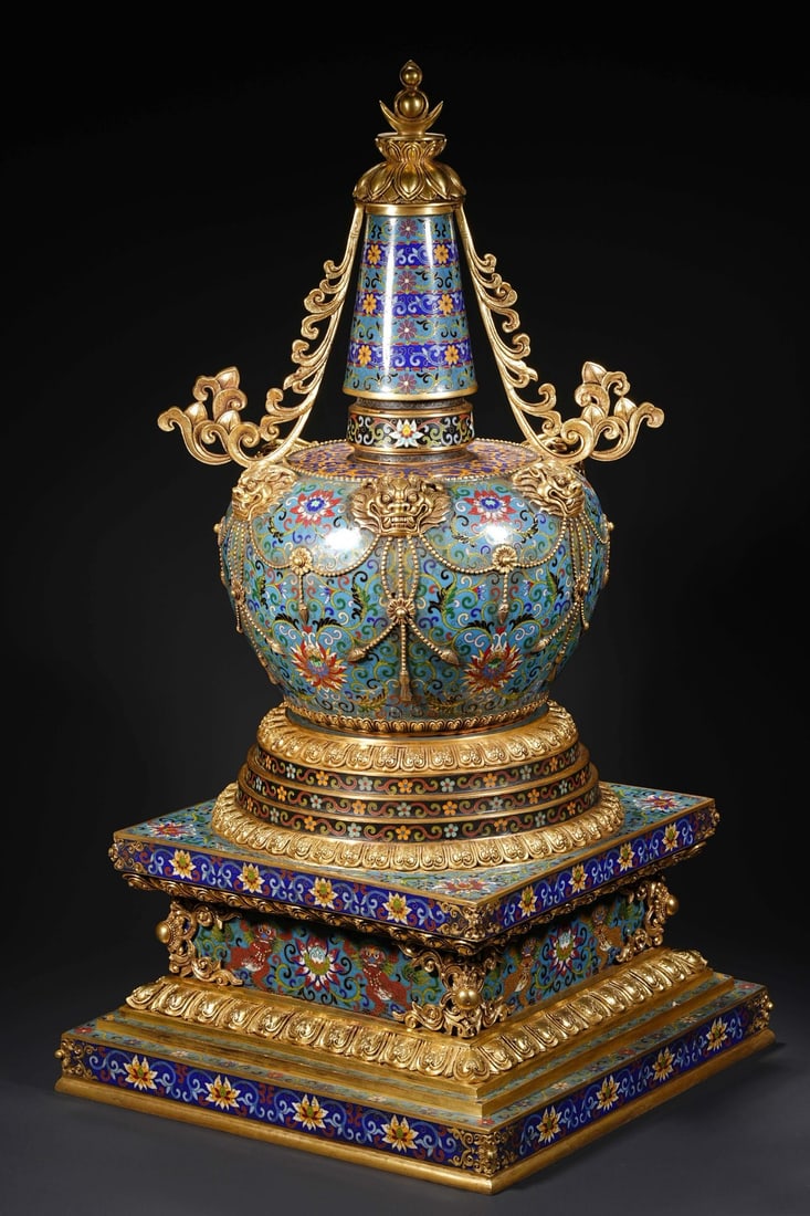 An Exquisite Cloisonne Lotus Pattern Auspicious Beast Pattern Pagoda - 5
