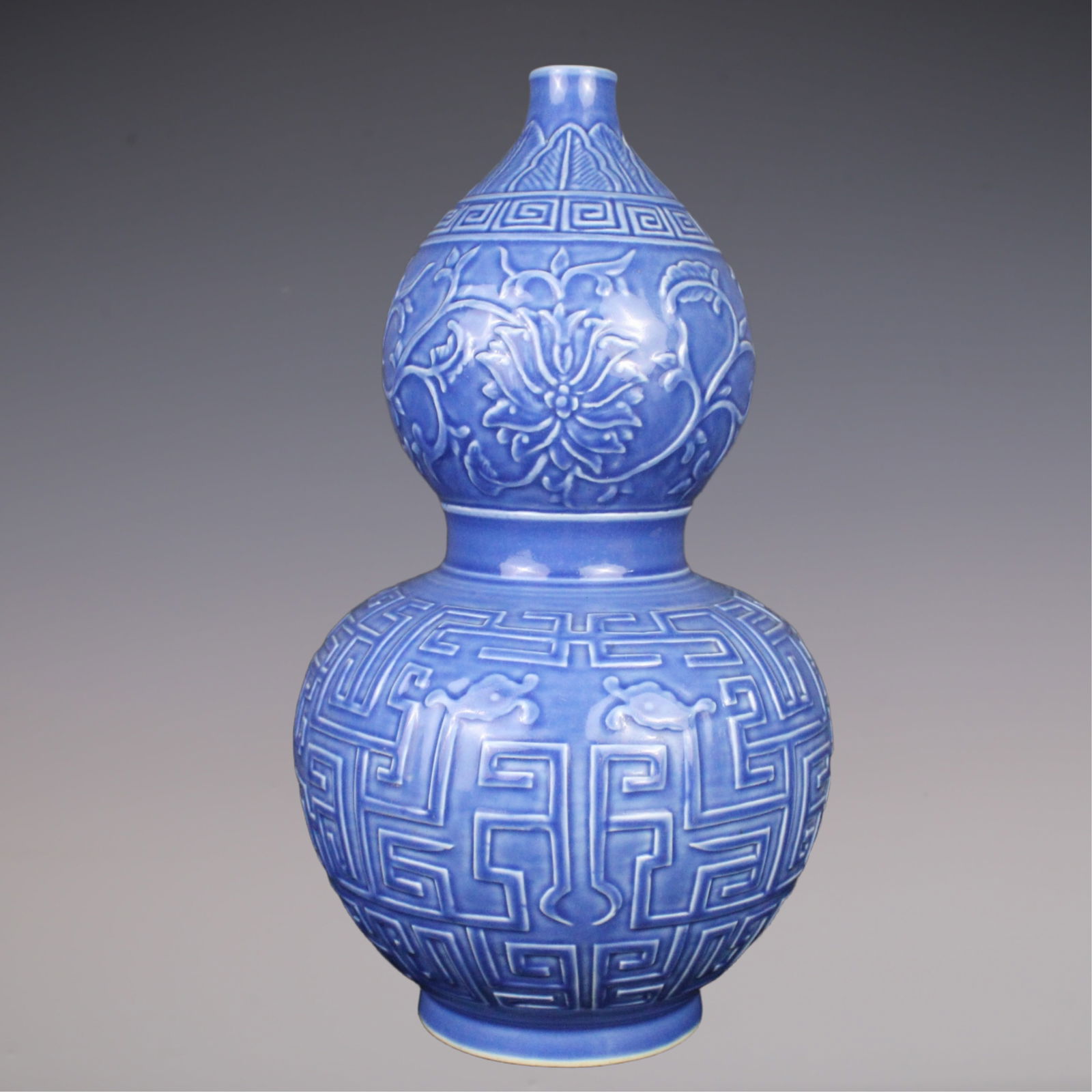 An Exquisite Sky Blue Glazed Gourd-Shaped Vase (1 of 8)