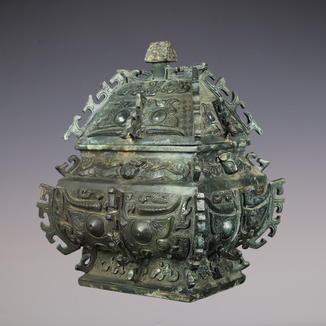An Exquisite Bronze Beast-Face Pattern Censer - 4