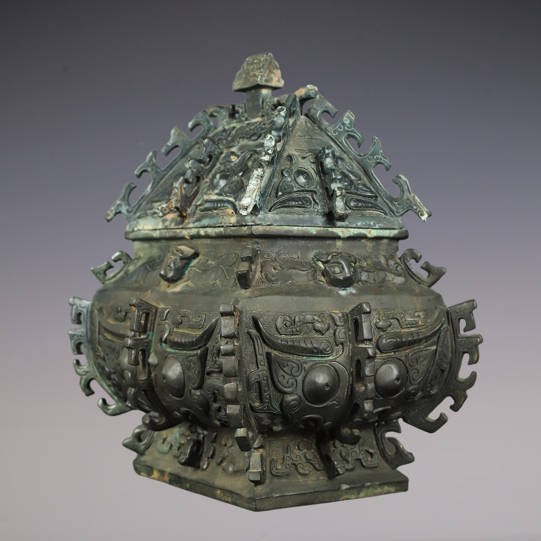 An Exquisite Bronze Beast-Face Pattern Censer - 8