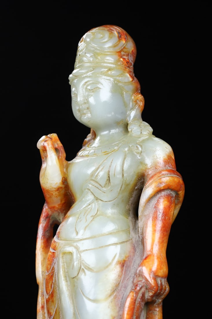 An Exquisite White Jade Buddha Statue - 5