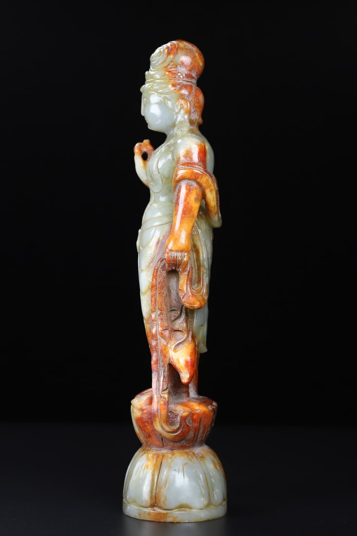 An Exquisite White Jade Buddha Statue - 6