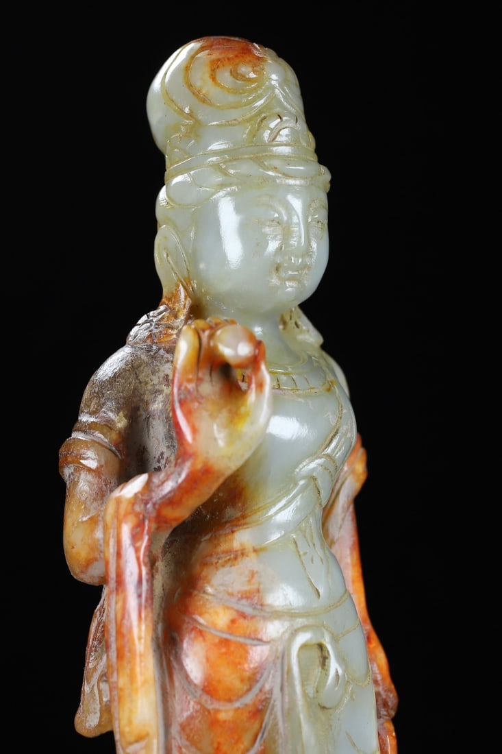 An Exquisite White Jade Buddha Statue - 9