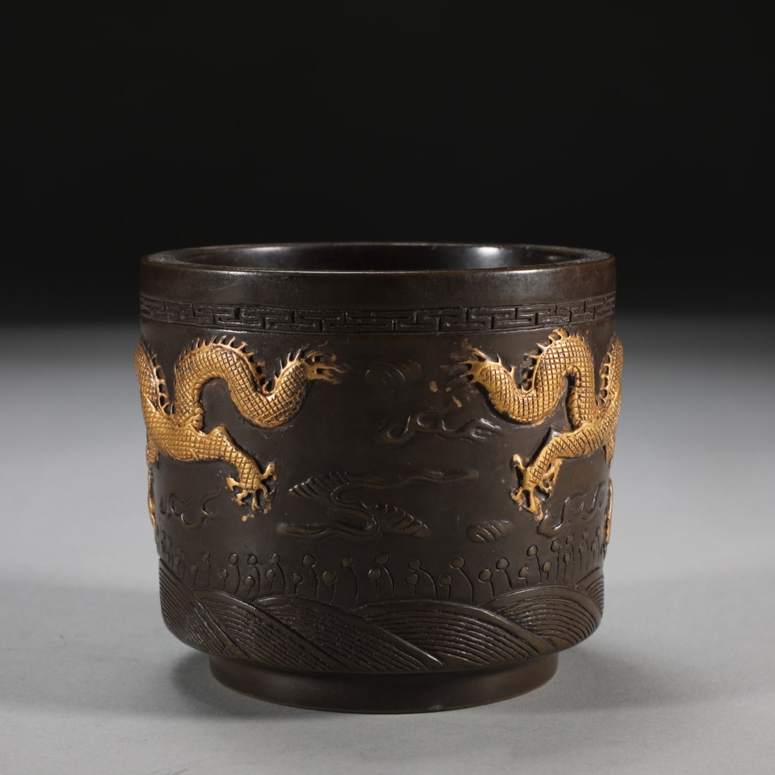 An Exquisite Gilt Bronze Dragon Pattern Seawater Pattern Censer - 4