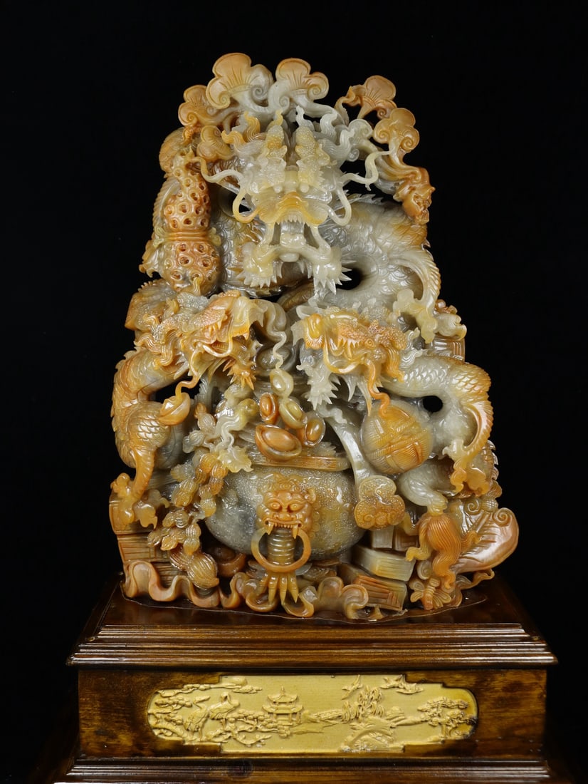 An Exquisite Shoushan Stone Dragon Pattern Ornament - 5