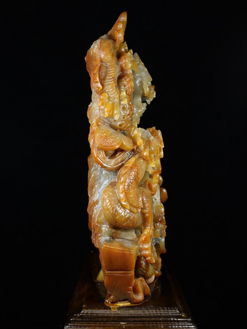 An Exquisite Shoushan Stone Dragon Pattern Ornament - 8