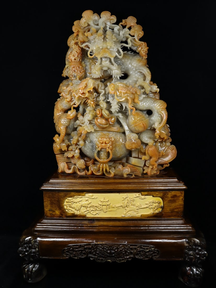 An Exquisite Shoushan Stone Dragon Pattern Ornament - 9