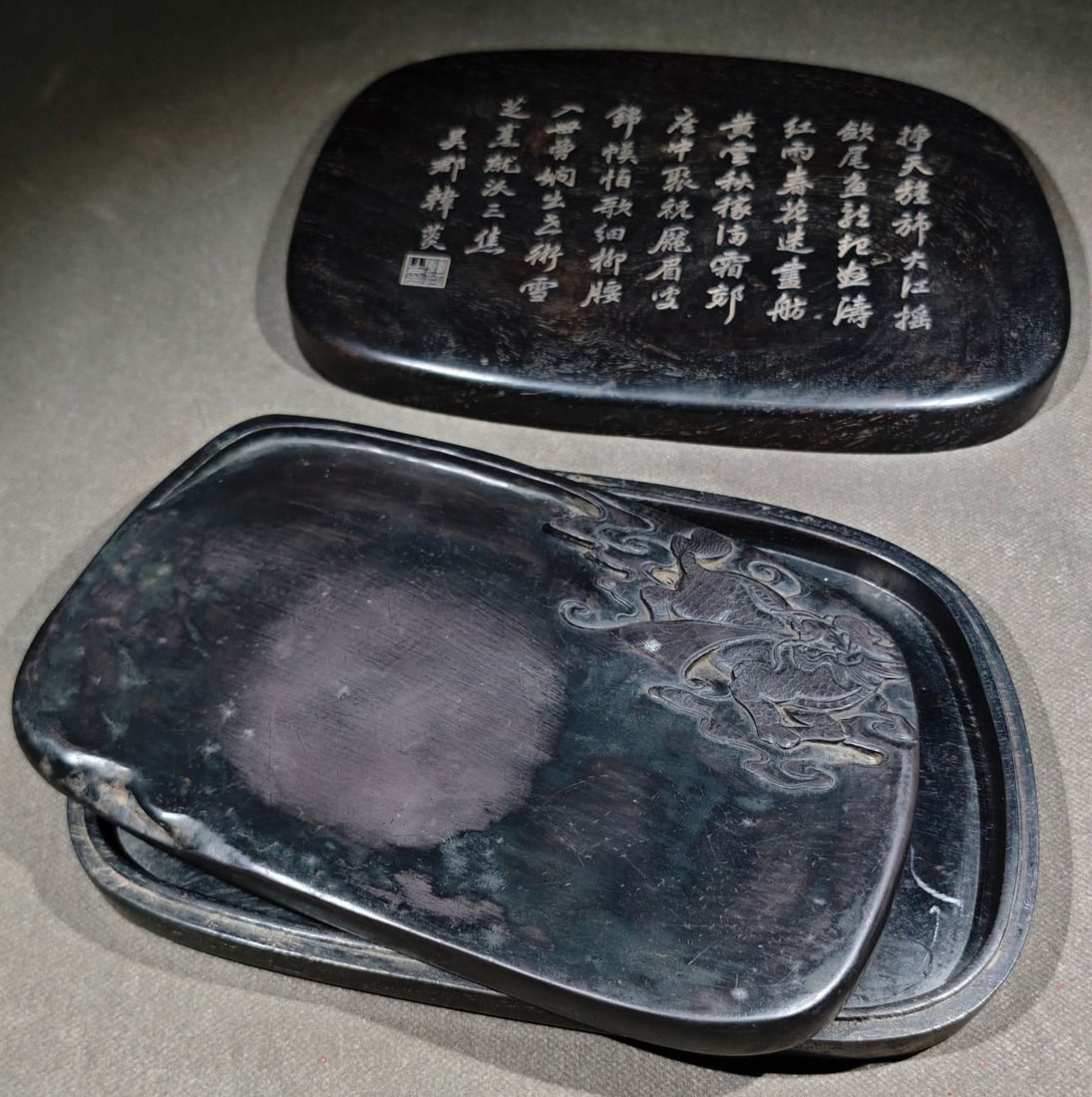 An Exquisite Kylin Pattern with poem Inkstone (1 of 9)