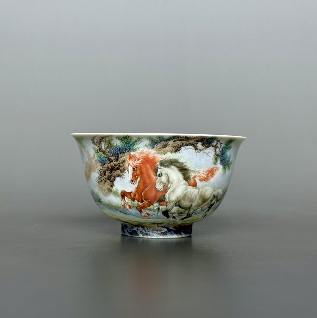 An Exquisite Famille-Rose Horse Pattern with poem Cup: An Exquisite Famille-Rose Horse Pattern with poem Cup Qing Dynasty, China Qianlong Four-character Mark Size:4.8cmx8.3cm (The Dimensions Of All Batches Are Manually Measured.If You Need More