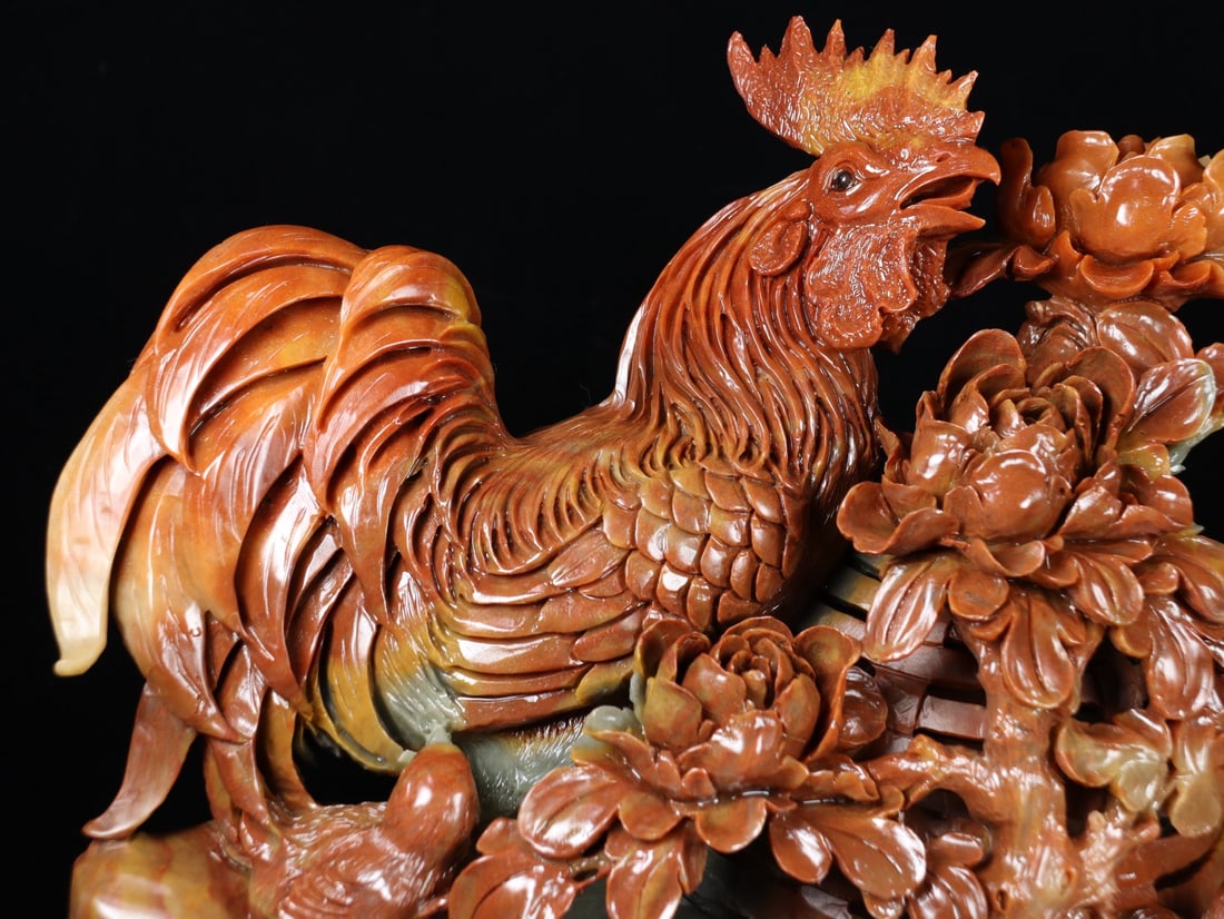 An Exquisite Shoushan Stone Rooster Ornament - 3