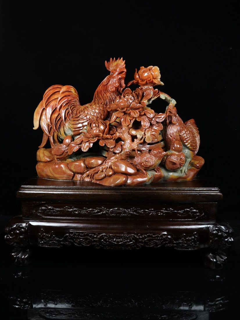 An Exquisite Shoushan Stone Rooster Ornament - 9