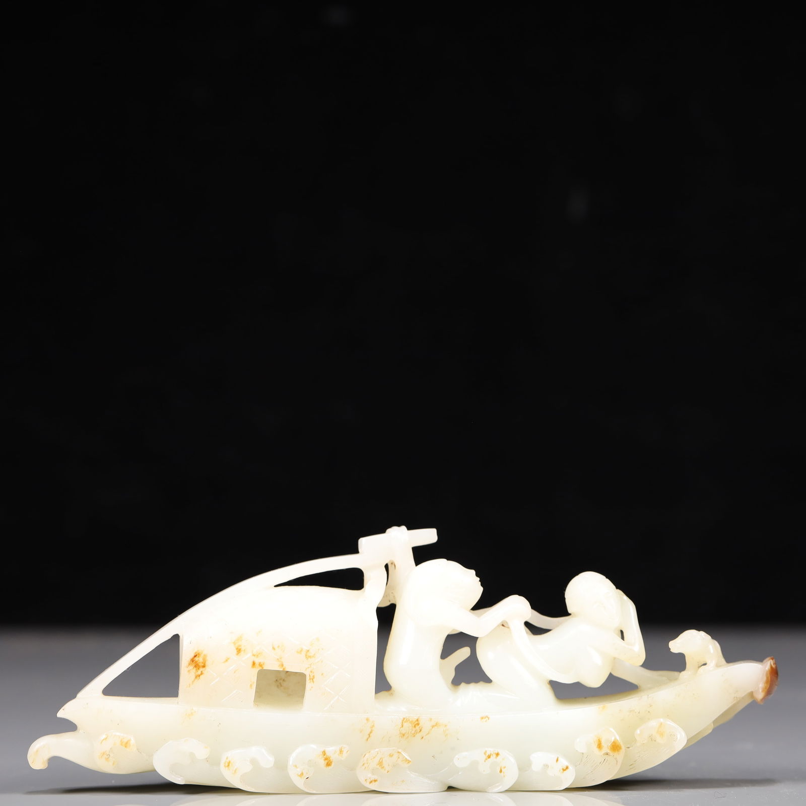 A Exquisite White Jade Boat Ornament (1 of 9)
