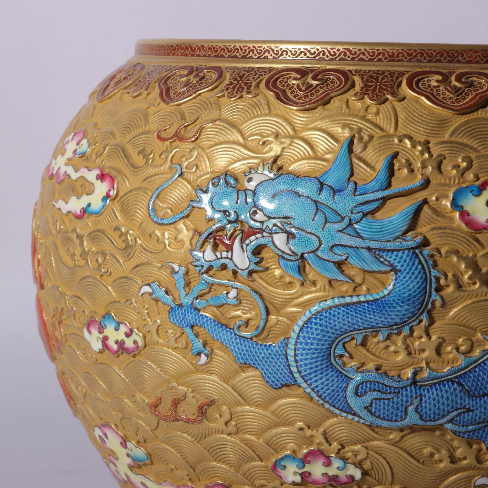 An Exquisite Enamel Seawater Pattern Dragon Pattern Brush Washer - 2