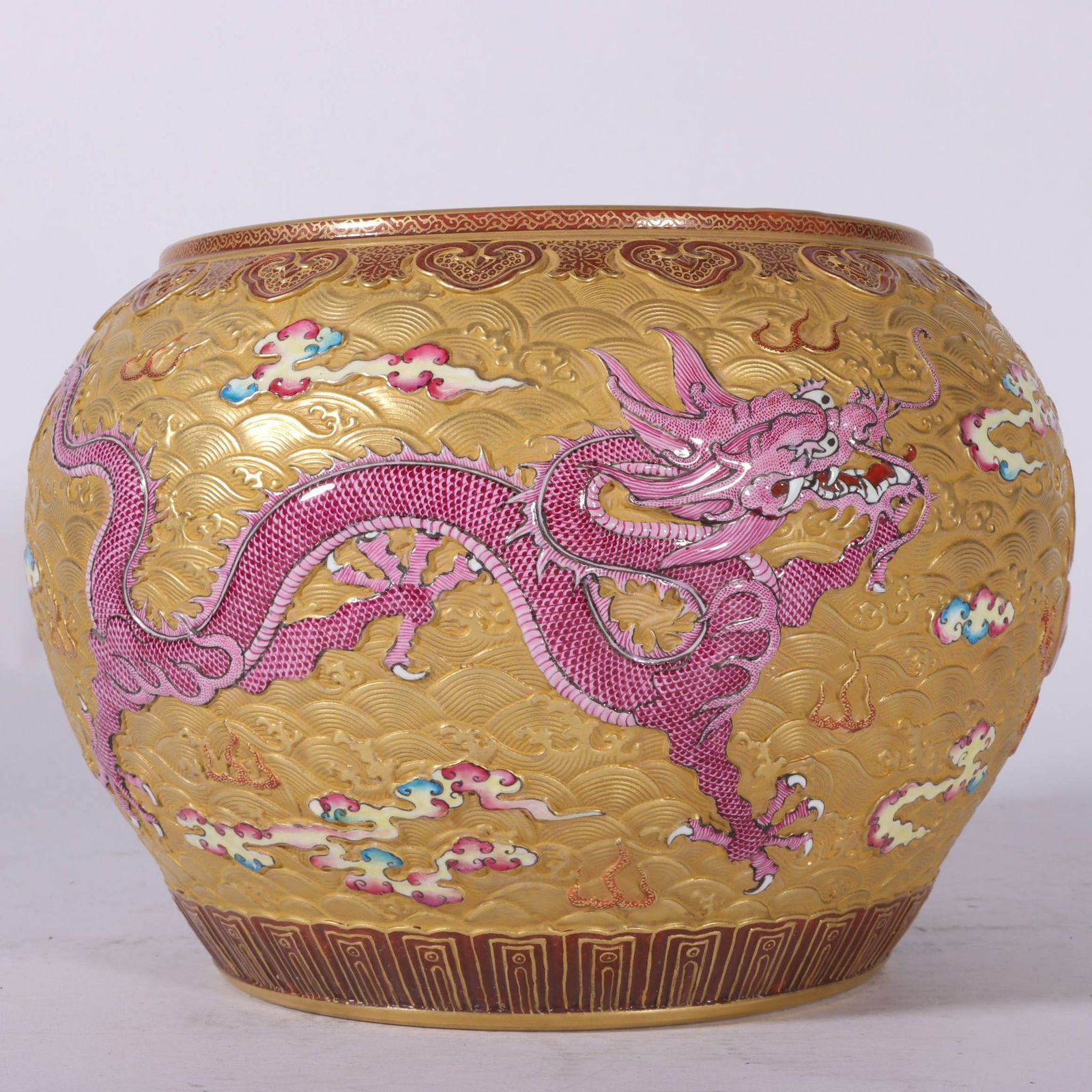 An Exquisite Enamel Seawater Pattern Dragon Pattern Brush Washer - 5