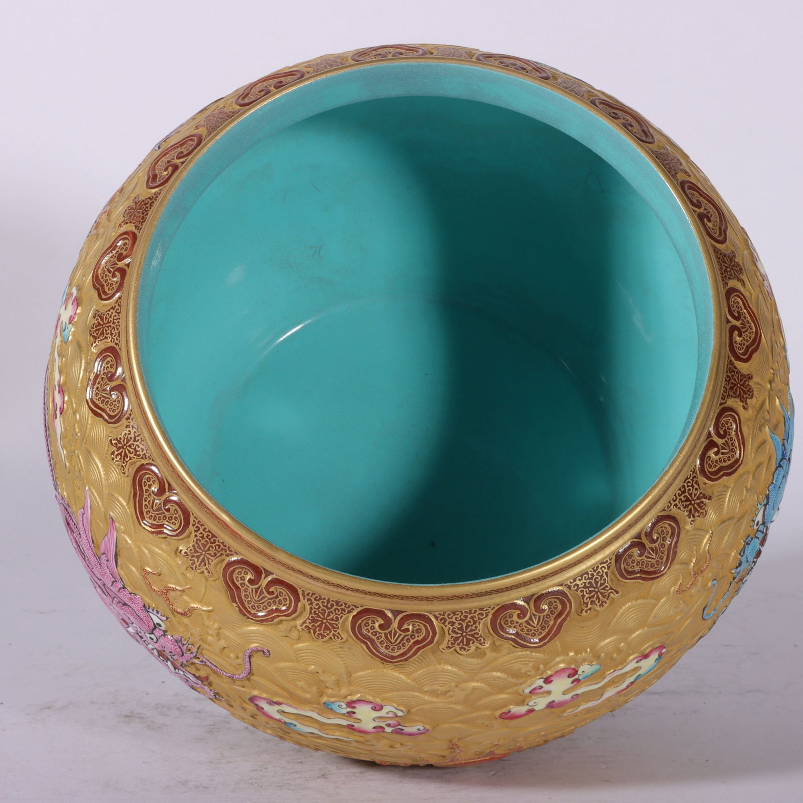 An Exquisite Enamel Seawater Pattern Dragon Pattern Brush Washer - 8