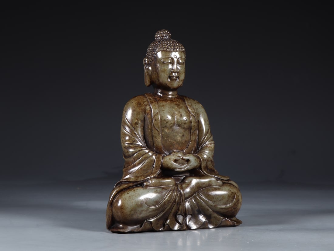 An Exquisite White Jade Buddha Statue - 3