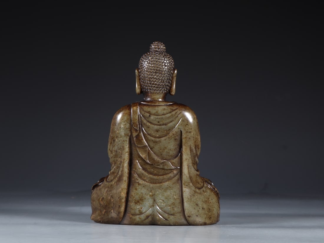 An Exquisite White Jade Buddha Statue - 6