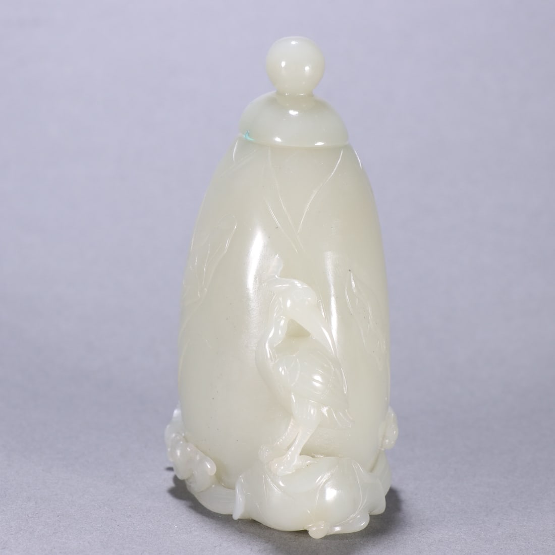 An Exquisite White Jade Crane Pattern Vase - 3