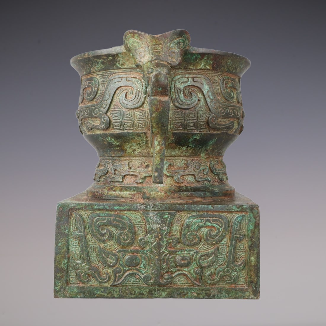 An Exquisite Bronze Beast-Face Pattern Double-Ears Censer - 5