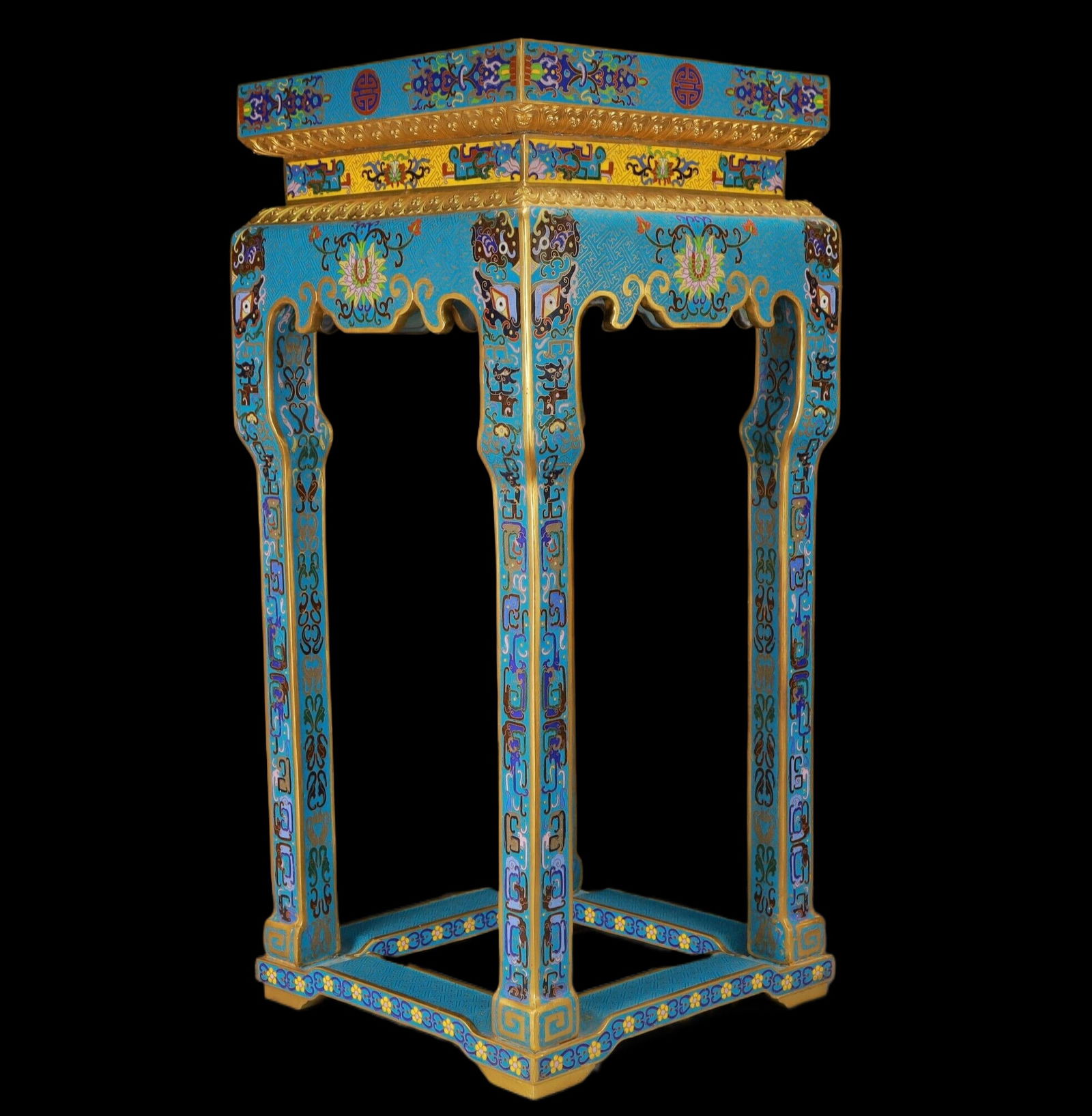 A Exquisite A pair of Cloisonne Beast-Face Pattern Flower Pattern Stool - 13