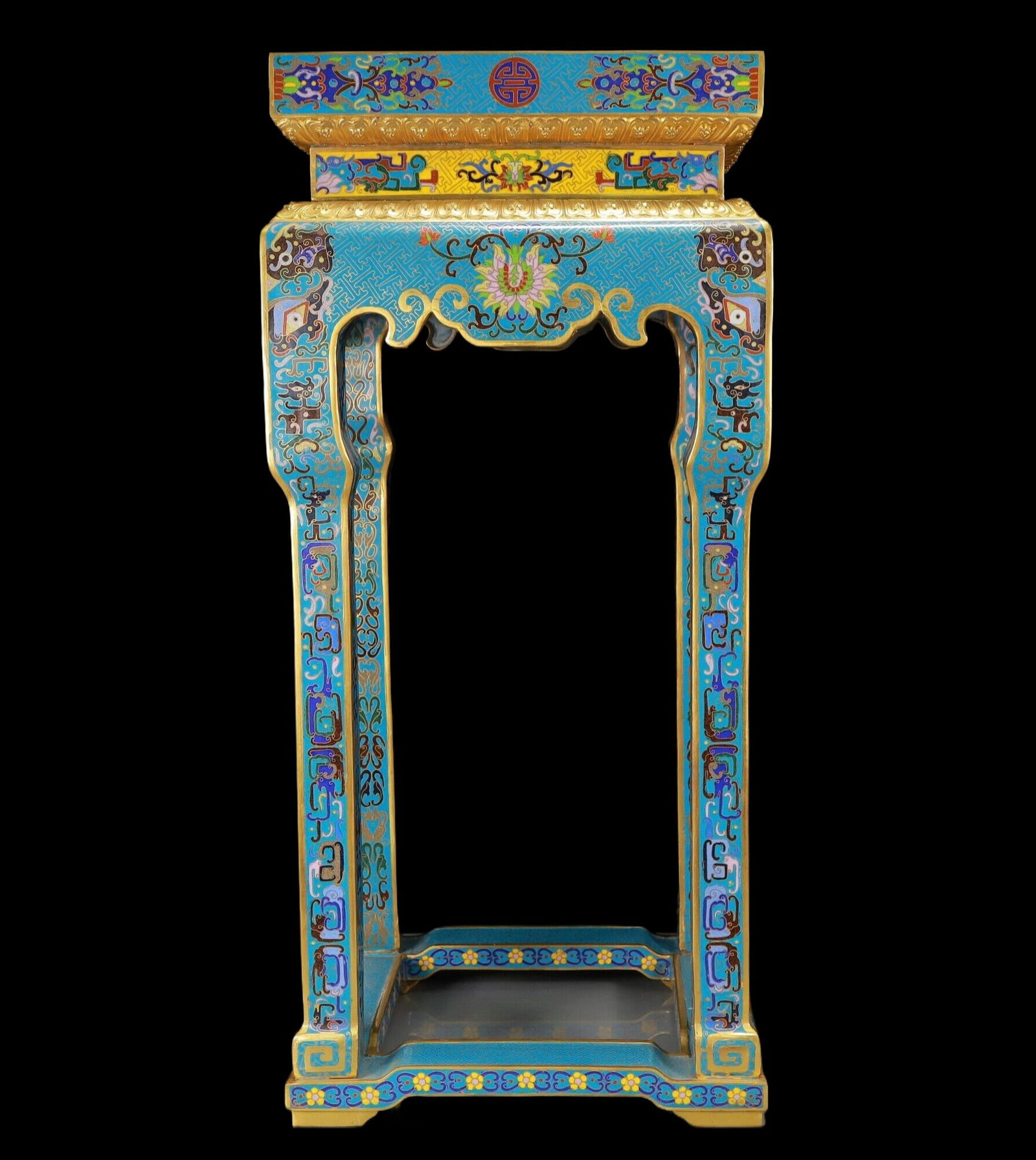 A Exquisite A pair of Cloisonne Beast-Face Pattern Flower Pattern Stool - 14