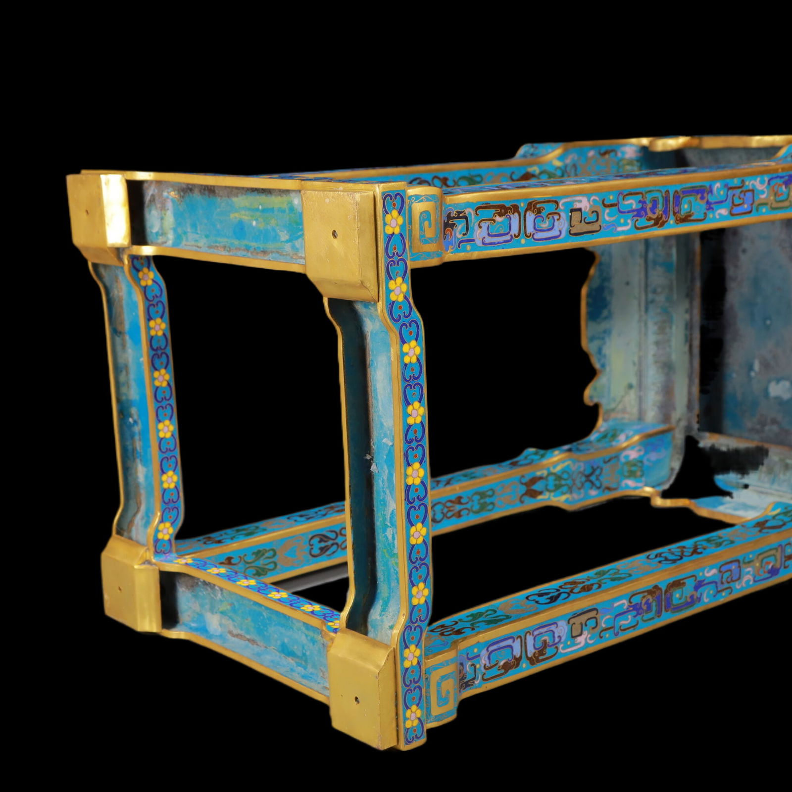 A Exquisite A pair of Cloisonne Beast-Face Pattern Flower Pattern Stool - 16