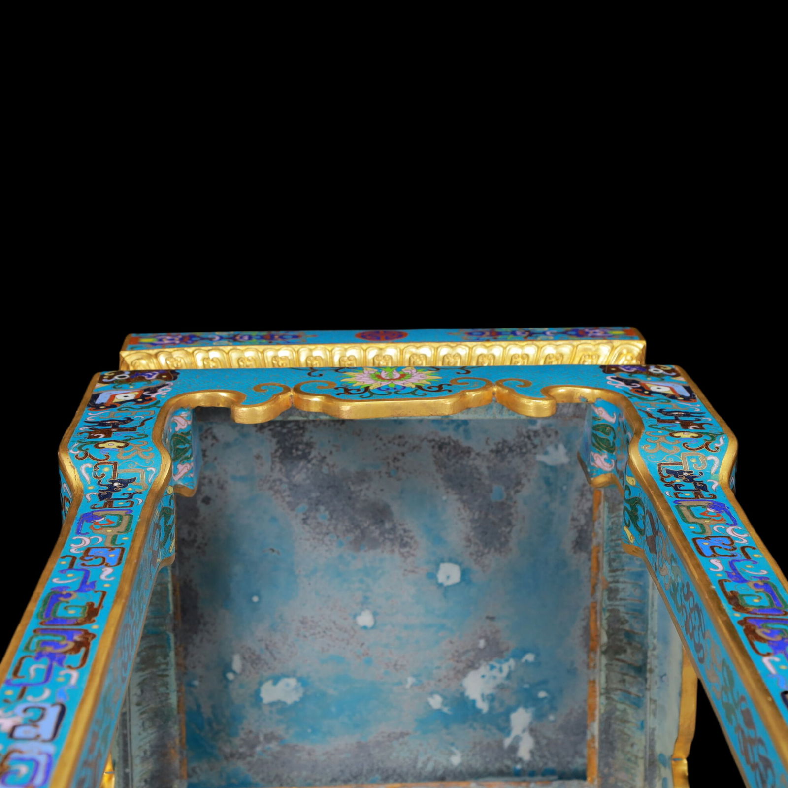 A Exquisite A pair of Cloisonne Beast-Face Pattern Flower Pattern Stool - 17