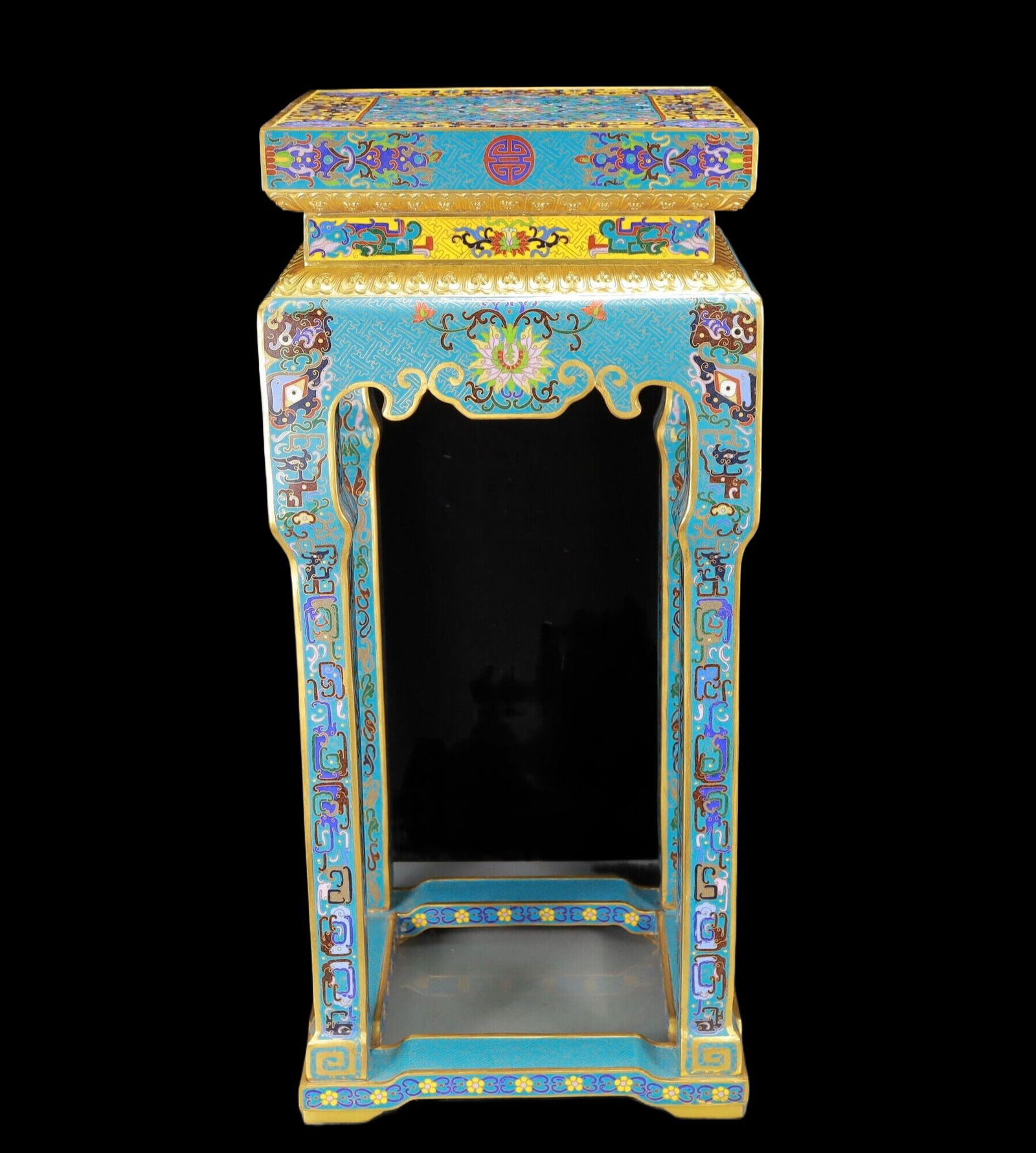 A Exquisite A pair of Cloisonne Beast-Face Pattern Flower Pattern Stool - 2